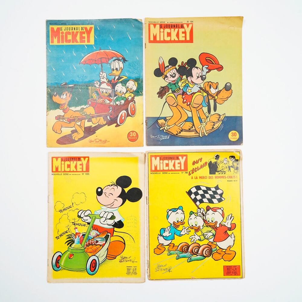 Vintage Le Journal de Mickey French Disney Comics Lot of 4 60's